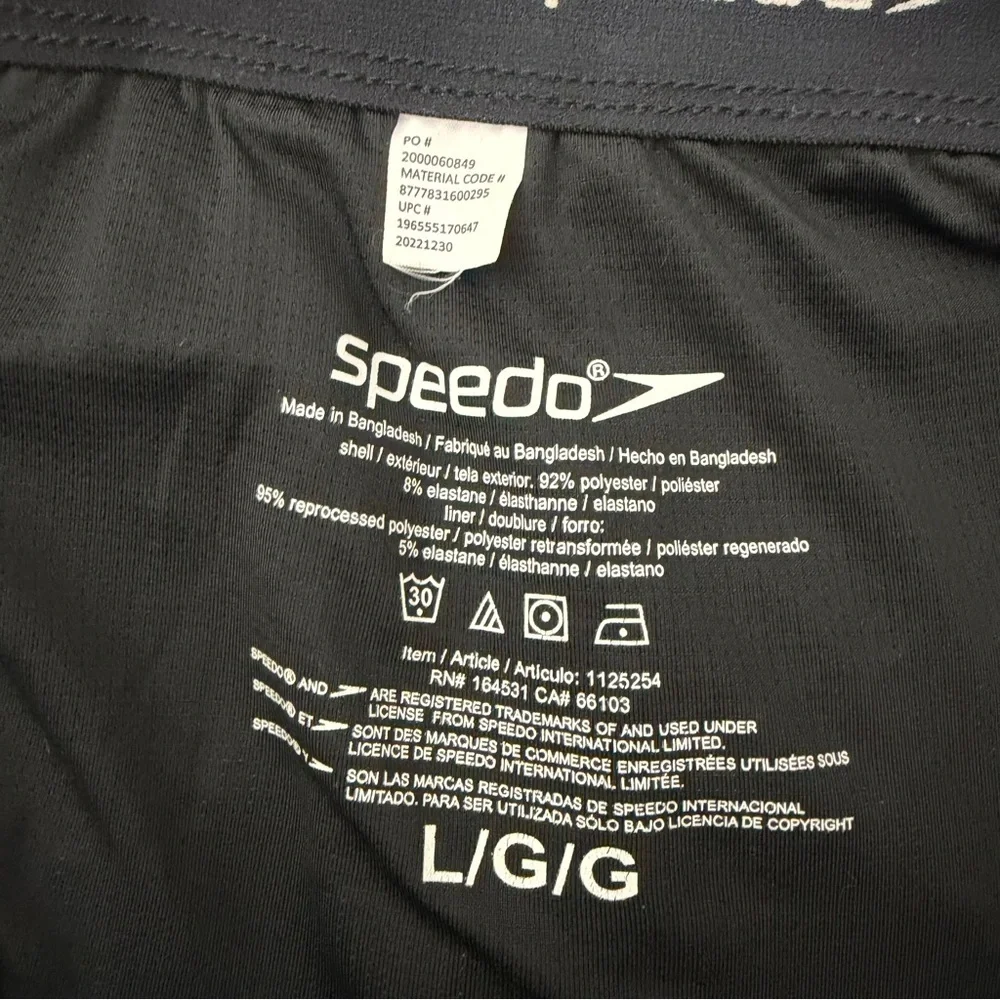 Speedo Men's Striped Swim Trunks Board Shorts Gray Blue Size Large
